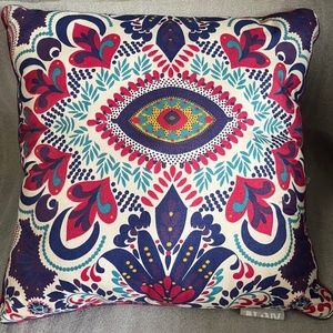 VCNY Home Floral Heart Decorative Pillow in Purple Teal & Pink x 16.5" x 16.5"